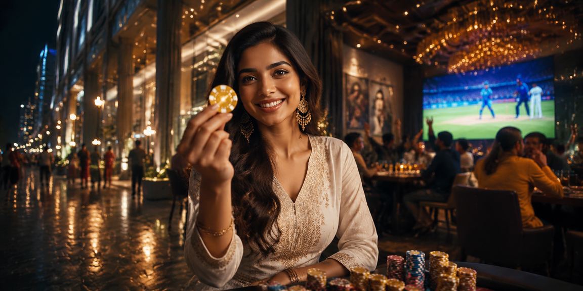 Indian cricket fan betting during match wearing kurti